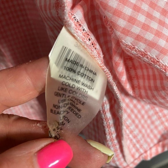 court & Rowe Pink Gingham 100% Cotton Button Down Blouse Size Medium - Picture 5 of 7